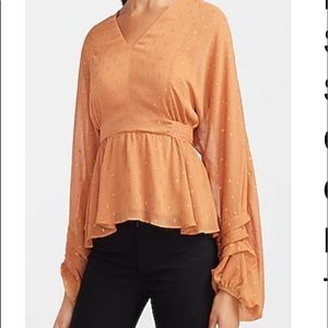 Burnt orange balloon long sleeve blouse